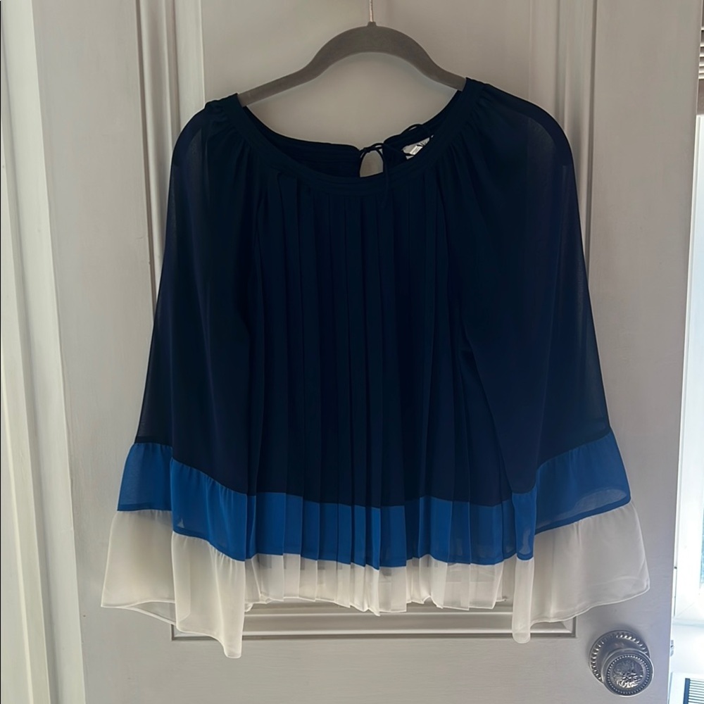 Elegant Navy Blue and White Women's Top